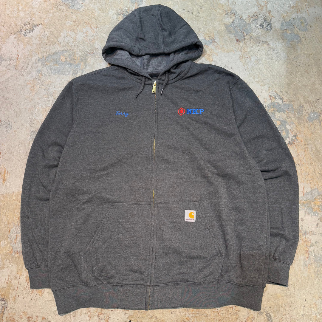 古着 carhartt/カーハート/ ルーズフィットジップアップパーカー/企業ロゴ/ サイズXL