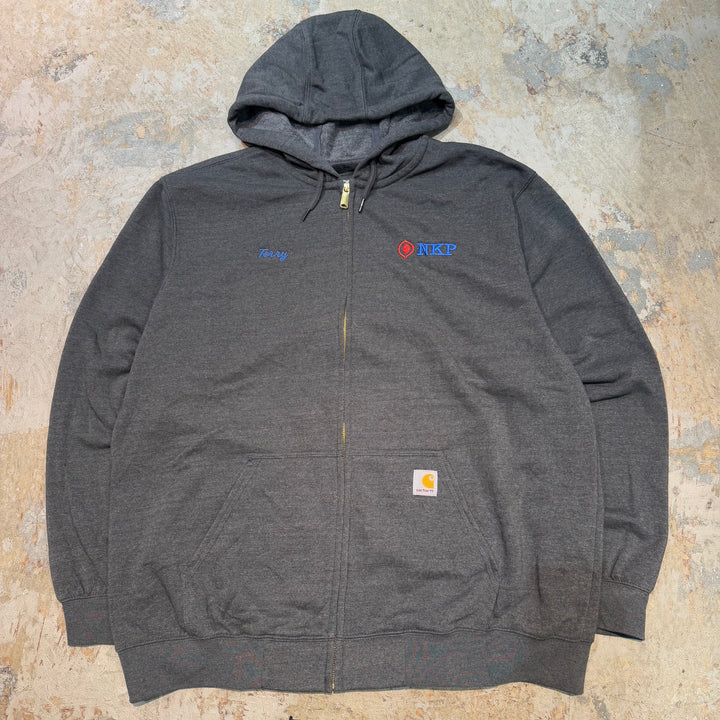 古着 carhartt/カーハート/ ルーズフィットジップアップパーカー/企業ロゴ/ サイズXL