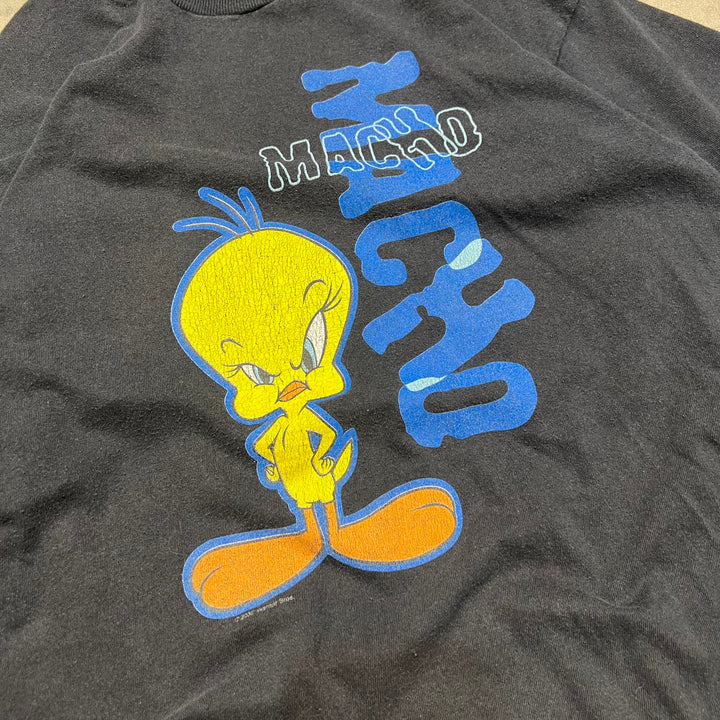 古着 98's ワーナーブラザーズ/ルーニー・テューンズ/トゥイーティー/ヴィンテージ シングルステッチ プリントTシャツ/サイズL相当