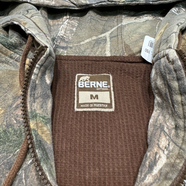 旧衣服BERNE OUTDOOR/真正的树木图案拉链连帽衫/尺寸M