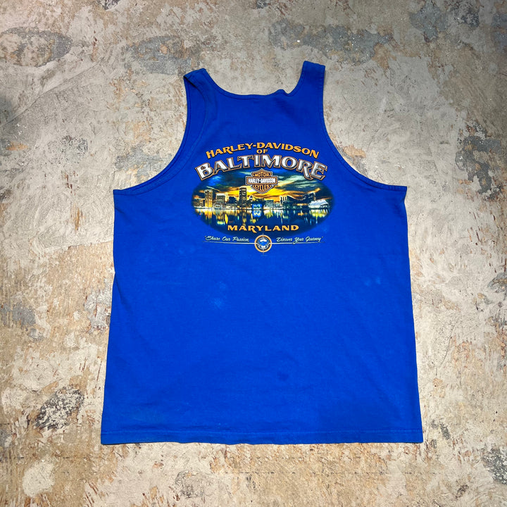 빈티지 할리 데이비슨 / 할리 데이비슨 / 볼티모어 메릴랜드 매장 / 인쇄 티셔츠 / 민소매 / 크기 xxl