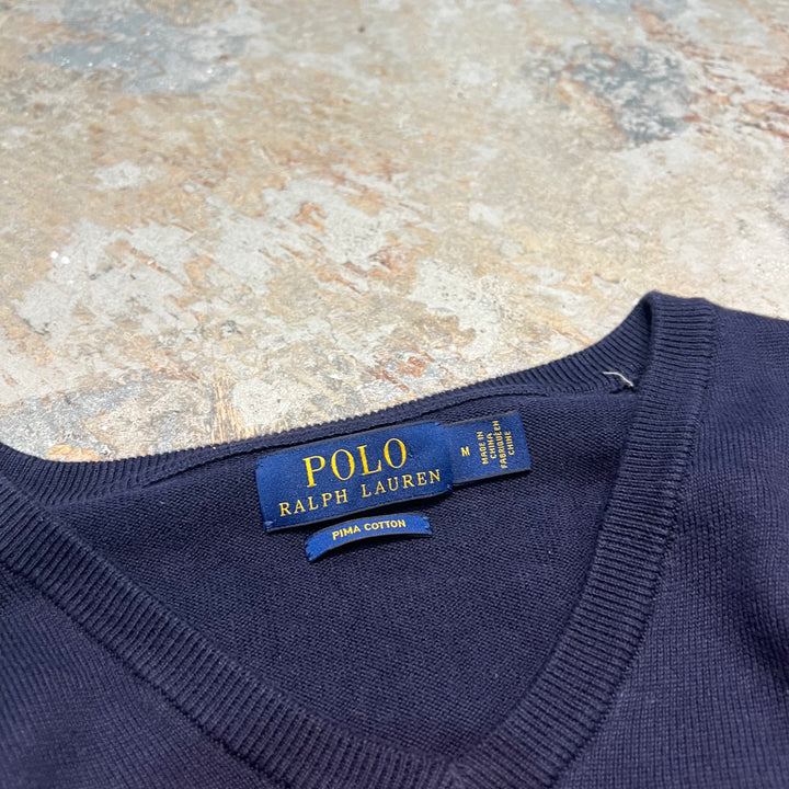 #3705 古着 POLO by Ralph Lauren/ラルフローレン /PIMA Cotton knit V Neck Sweatrer/ピマコットンニット Vネックセーター/サイズM