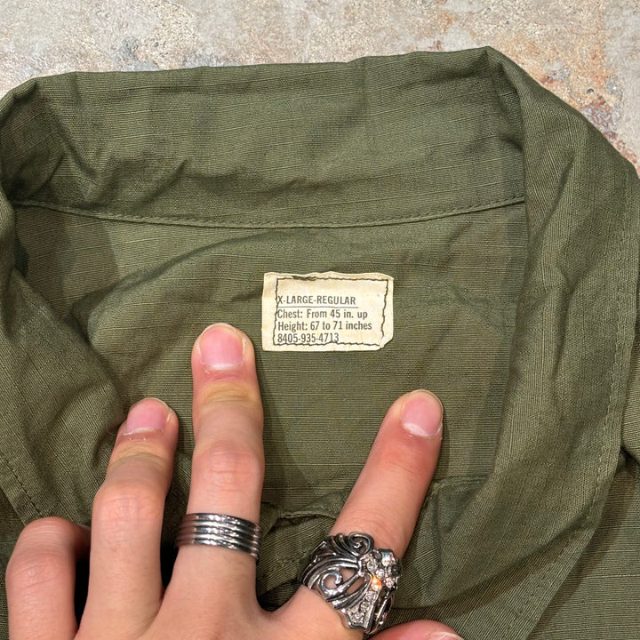 Used clothing Made in USA 60's U.S.ARMY/US Army/Jungle Fatigue Jacket/4th/Ripstop fabric/Size X-Large - Regular
