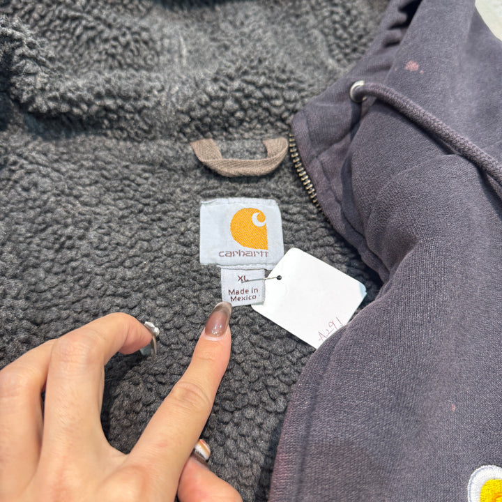 古着 carhartt/カーハート/フルジップアップスウェット/裏地ボア/サイズXL