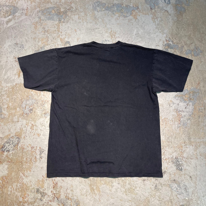 중고 의류 90 년대 USA Making Oneita / National Flag / Burlington Air Express 비행기 / 빈티지 단일 스티치 인쇄 티셔츠 / 크기 XL