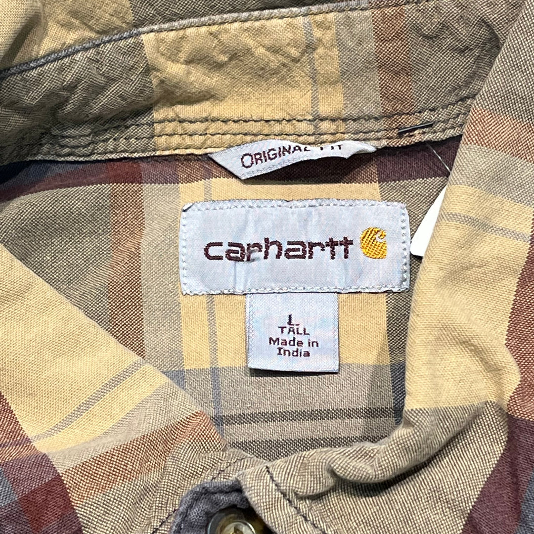 #4366 Used clothing Carhartt/Long Sleeve Button Down Shirt/Long Sleeve Button Down Shirt/Checked Plaid/Size L