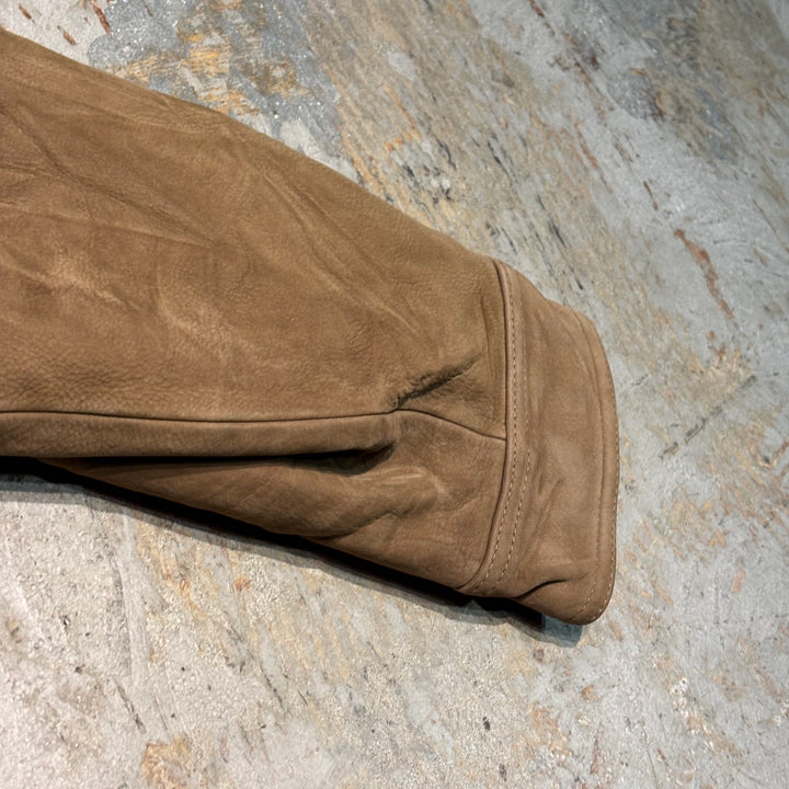 Used clothing 90's cabelas/Cabelas/ Genuine leather zip-up leather jacket/Half coat/Quilted lining/Cowhide/Size L
