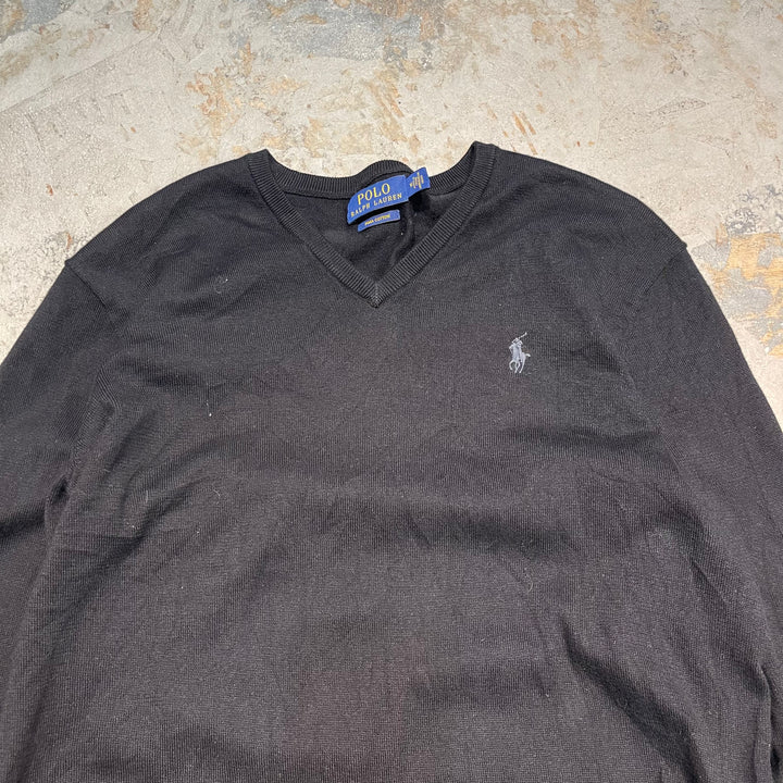 #3712 古着 POLO by Ralph Lauren/ラルフローレン / PIMA Cotton knit V Neck Sweatrer Shirts/ピマコットLンニットVネックセーター/サイズM