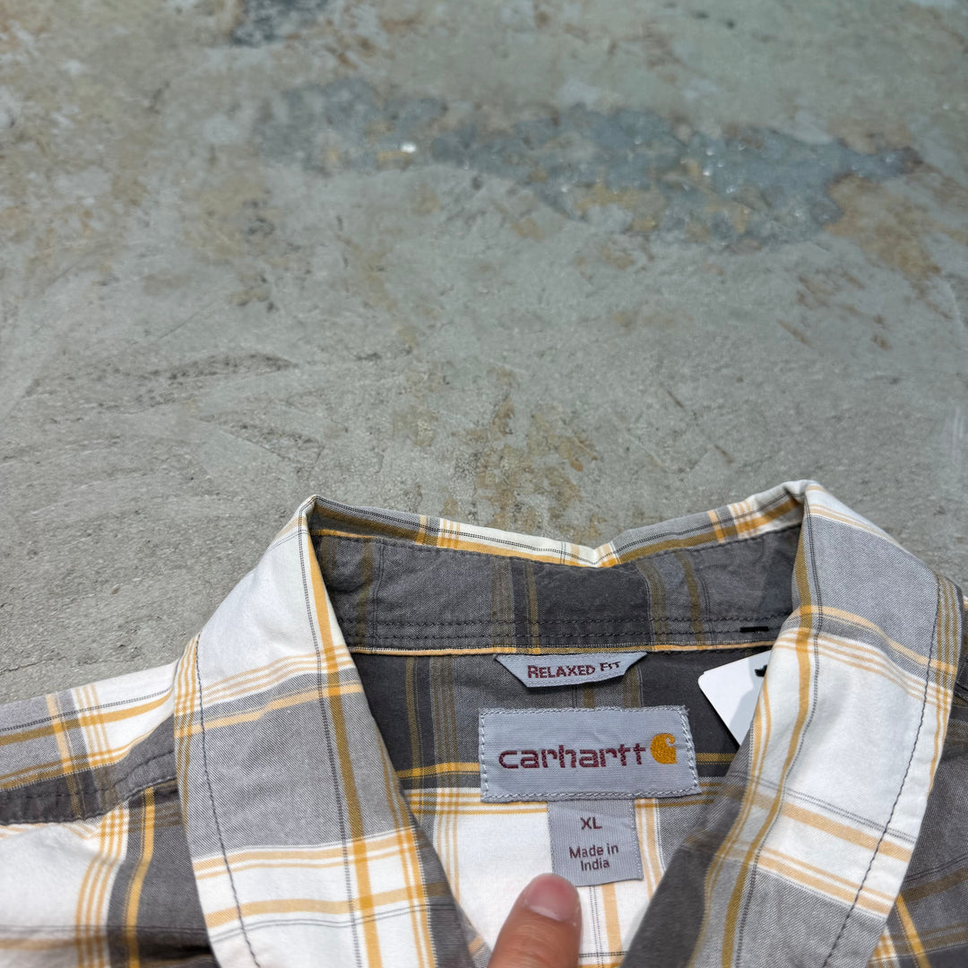 Used clothing carhartt/ Carhartt/ Button-down short sleeve shirt/ Checkered pattern/ Size XL