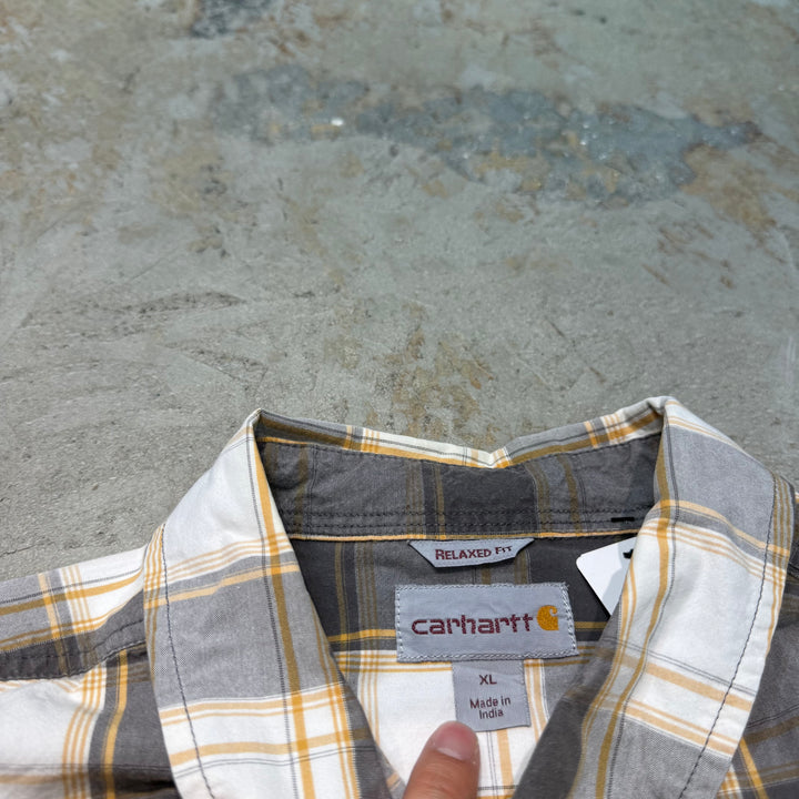 Used clothing carhartt/ Carhartt/ Button-down short sleeve shirt/ Checkered pattern/ Size XL