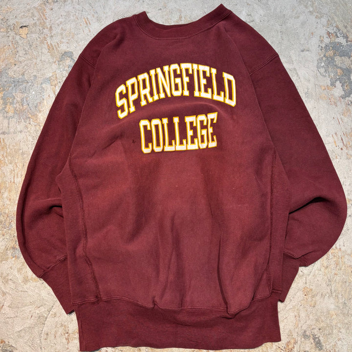 미국 90 년대 챔피언/챔피언/리버스 직조/승무원 넥 스웨트 셔츠/스프링 필드 대학/자수 태그/대학 인쇄/크기 XL