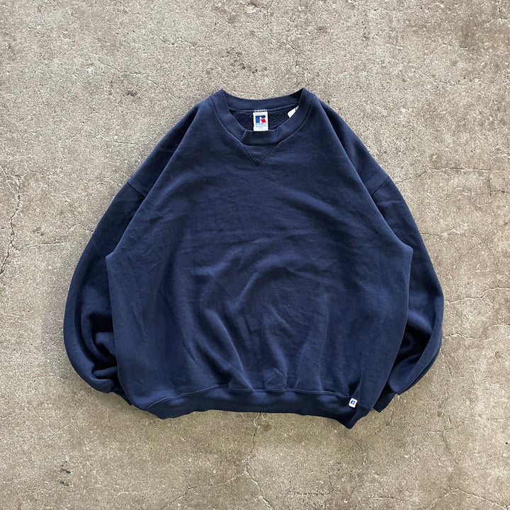 旧衣USA制90's~RUSSELLATHLETIC/ RUSSELLATHLETIC/圆领空白运动衫/素色/尺寸XXL