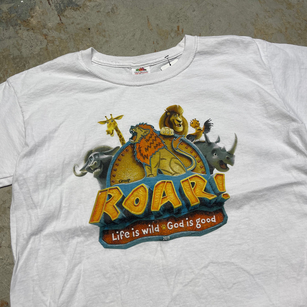 Used clothing FRUIT OF THE LOOM / Roar Life Is Wild God Is Good / 2019 / Printed T-shirt / Size L