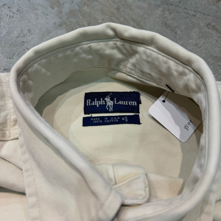 古着 USA製 RalphLauren/ラルフローレン/ 長袖シャツ/無地/サイズL-XL