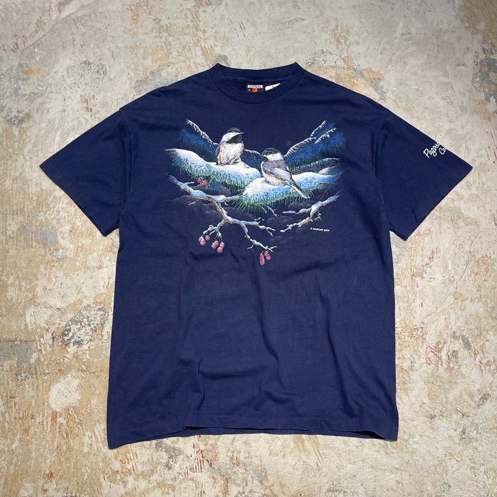Used clothing 90's USA made SIGNAL SPORT / Sparrow / Single stitched printed T-shirt size XL