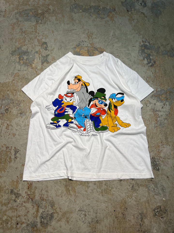 #MA142 古着 90's ウォルト・ディズニー / ミッキーフレンズ / カリフォルニア州 ビバリーヒルズ / ヴィンテージ シングルステッチ バンドTシャツ/サイズXXL相当