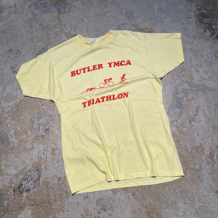 #4724 古着 80's Hanes ヘインズ/トライアスロン/ヴィンテージ シングルステッチ Tシャツ/USA製/サイズL
