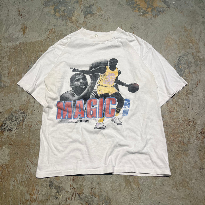 古着 NBA/レイカース/マジック ジョンソン/ヴィンテージ シングルステッチ Tシャツ/サイズS-M相当