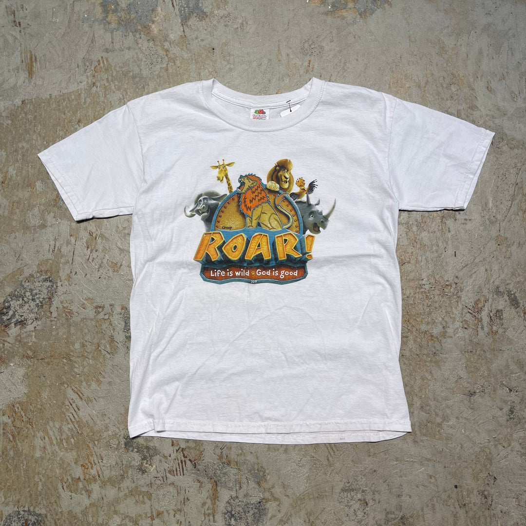 Used clothing FRUIT OF THE LOOM / Roar Life Is Wild God Is Good / 2019 / Printed T-shirt / Size L