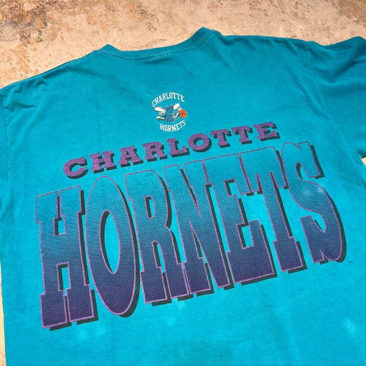 古着 USA製 90's STARTER/スターター NBA / シャーロット・ホーネット / ヴィンテージ シングルステッチ プリントTシャツ/サイズL-XL相当