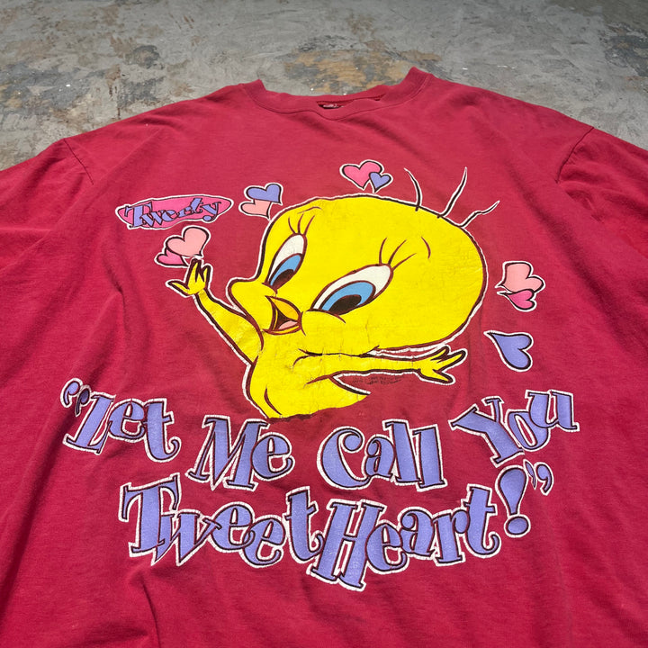 古着 90's トゥイーティー/ルーニーテューンズ/ワーナー・ブラザース/"Let me call you tweet heart!"/ヴィンテージ シングルステッチプリントTシャツ/サイズL相当