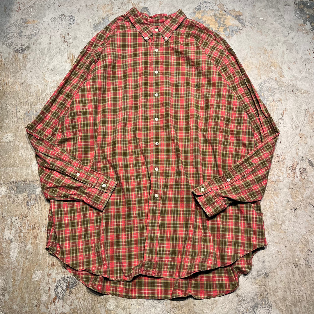 #4417 Used clothing Ralph Lauren/Long Sleeve Button Down Shirt/Long Sleeve Button Down Shirt/Clock Pattern/CLASSIC FIT/Size 3XB