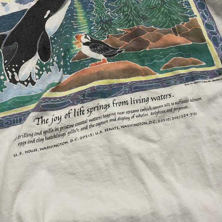 古着 ONEITA/オニータ /人生の喜びは生きた水から湧き出ます ジム・モーモス 私書箱831 シングルステッチ 長袖Tシャツ サイズXL