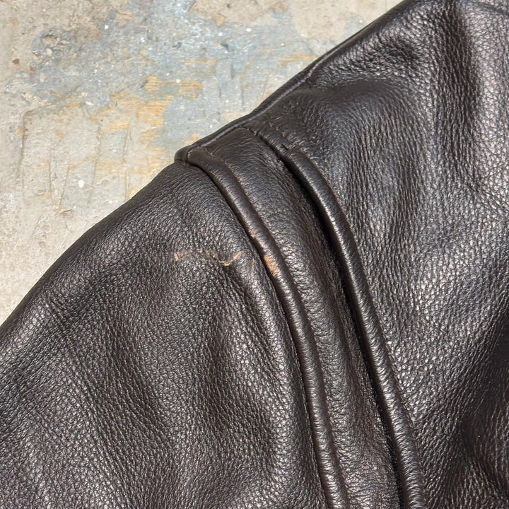 빈티지 Eddie Bauer/ Genuine Leather Zip-Up Leather Jacket/ Cowhide/ Size XL