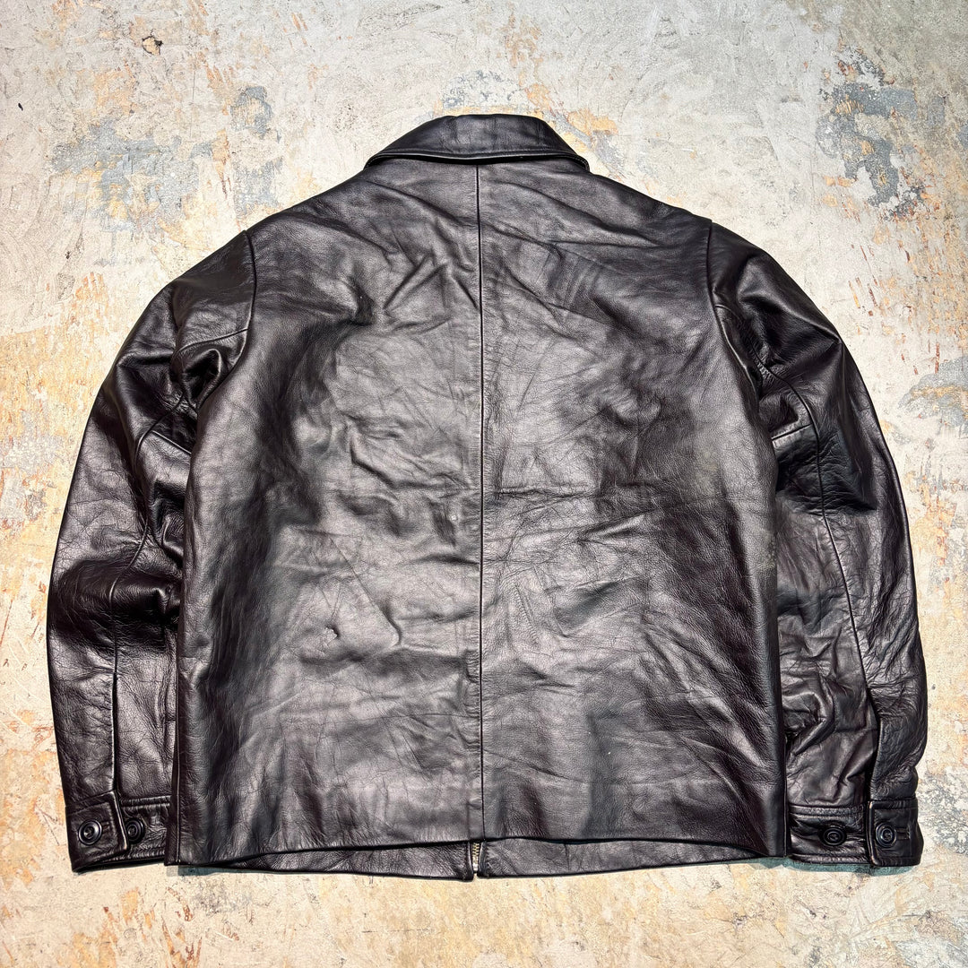 중고 의류 90 년대 갭/갭/정품 가죽 지퍼 업 가죽 재킷/소 가죽/크기 XS