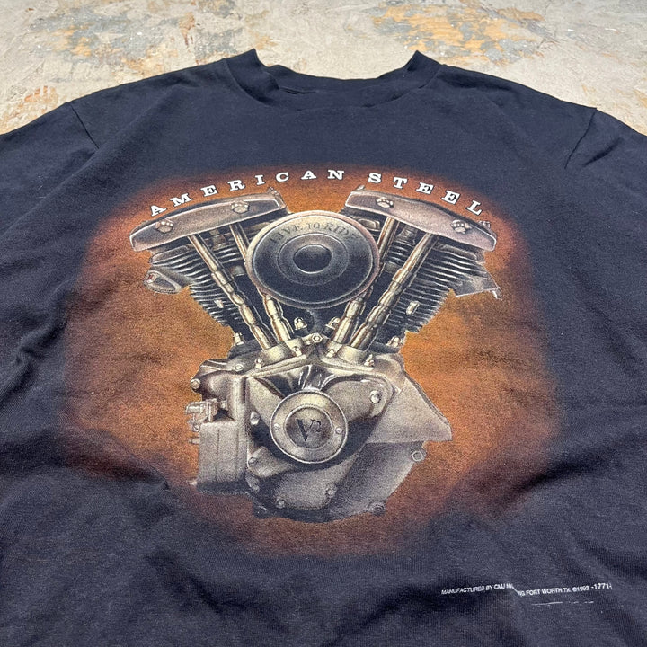 古着 USA製 アメリカンスチール/アイスランド/ライダース/マウイ・ハワイ/バイク/Tシャツ/サイズL