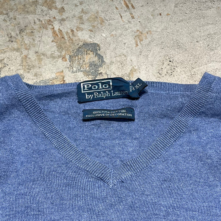 #3699古着/ラルフローレン/POLObyRalphLauren/コットンニット/Cottonknit/Vネック/サイズXL