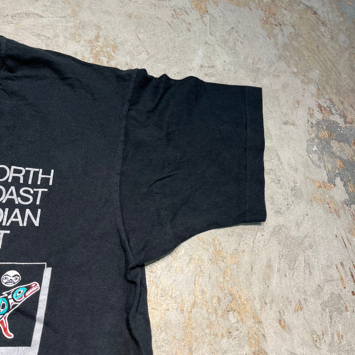 古着 USA製 90's フルーツオブザルーム/NORTH COAST INDIAN ART/企業系/ヴィンテージ シングルステッチ Tシャツ/サイズXL相当