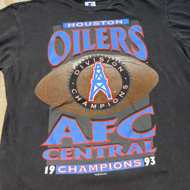 古着 USA製 93's STARTER/スターター / ヒューストン・オイラーズ / NFL / AFC セントラル / 1993年優勝 / ヴィンテージ シングルステッチ プリントTシャツ/サイズL