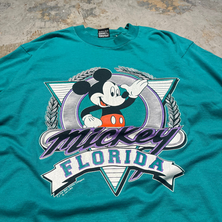 古着 USA製 90's フルーツオブザルームザベスト/ミッキー/ディズニー/ヴィンテージ シングルステッチ Tシャツ/サイズL