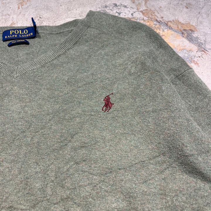 #3696古着/ラルフローレン/POLObyRalphLauren/コットンニット/Cottonknit/Vネック/サイズXL