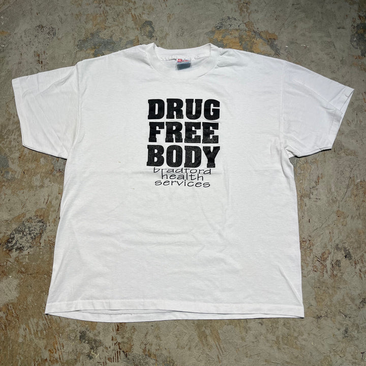 #4295 Hanes/ヘインズ/short sleeve t-shirt Tee/シングルステッチ/半袖Tシャツ/DRUG FREE BODY/MADE IN USA/サイズXL