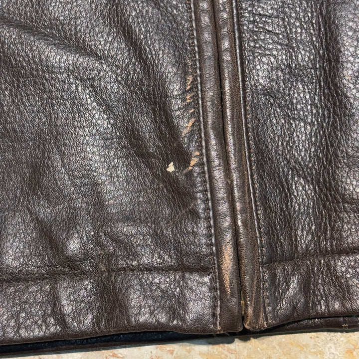 빈티지 Eddie Bauer/ Genuine Leather Zip-Up Leather Jacket/ Cowhide/ Size XL