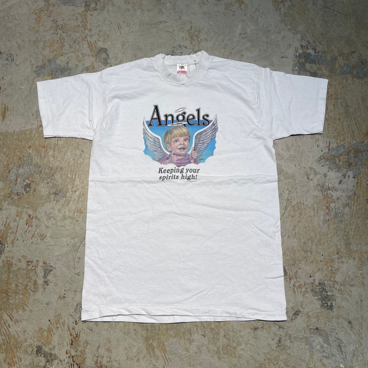 #4843 古着 90's FRUIT OF THE LOOM/気持ちを高めていきましょう!/翼を手に入れた/USA製/企業系/Tシャツ/ヴィンテージ/シングルステッチ/サイズL