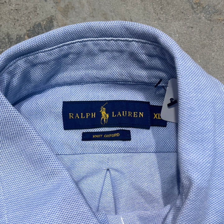 #4381 古着 Ralph Lauren/ラルフローレン/Long Sleeve Butoon Down Shirt /長袖ボタンダウンシャツ/KNIT OXFORD/オックスフォード/サイズXL