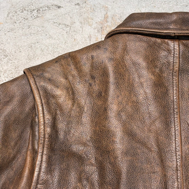 중고 의류 St.John'Sbay/ St. John 's Bay/ Genuine Leather Zip-Up Leather Jacket/ Cowhide/ Size XL