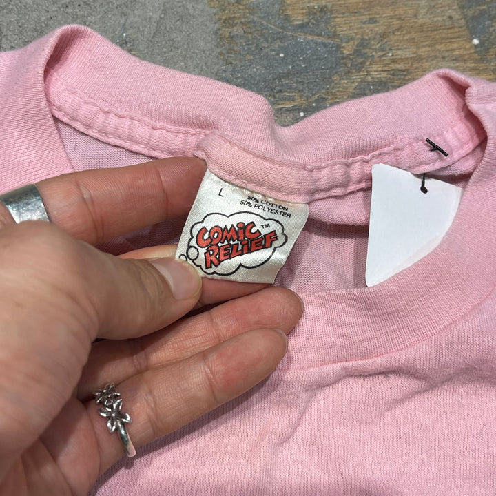 #4849 古着 90's~ コミック リリーフ/ハード クロック カフェ/USA製/ヴィンテージ/シングルステッチ/Tシャツ/サイズL