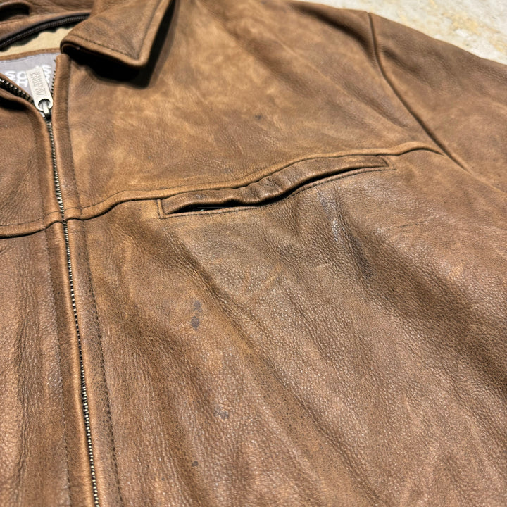 古着 WILSONS LEATHER/ ウィルソンズレザー/ 本革ジップアップレザージャケット/ 牛革/ サイズXL