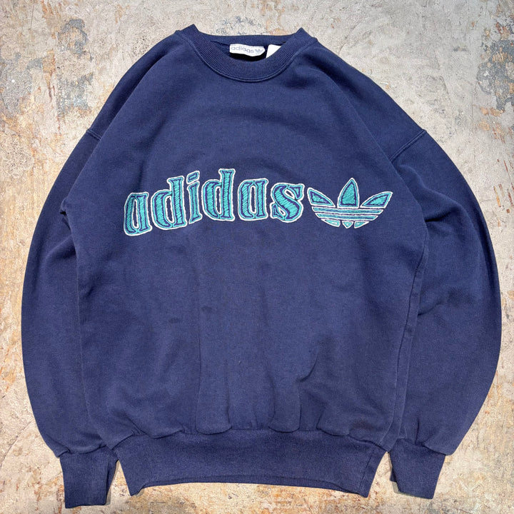 古着 90's adidas/ アディダス/クルーネックスウェット/ サイズS相当