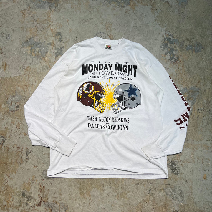 古着 USA製 90's NFL / ワシントン・レッドスキンズ vs ダラス・カウボーイズ / FIRST MONDAY NIGHT SHOWDOWN / ジャック・ケント・クッキー・スタジアム / 1997年10月13日開催 /ヴィンテージ シングルステッチ ロングTシャツ/サイズXL