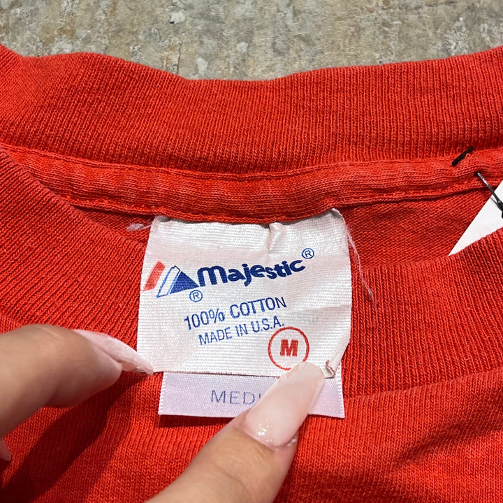 미국에서 제작 한 빈티지 의류 Majestic/San Francisco 49ers/Football Team/NFL/빈티지 싱글 스티치 프린트 티셔츠/크기 M