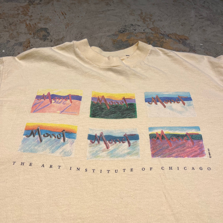 古着 USA製 90's ヘインズClaude Monet クロード・モネ/ヴィンテージ シングルステッチ Tシャツ/サイズL