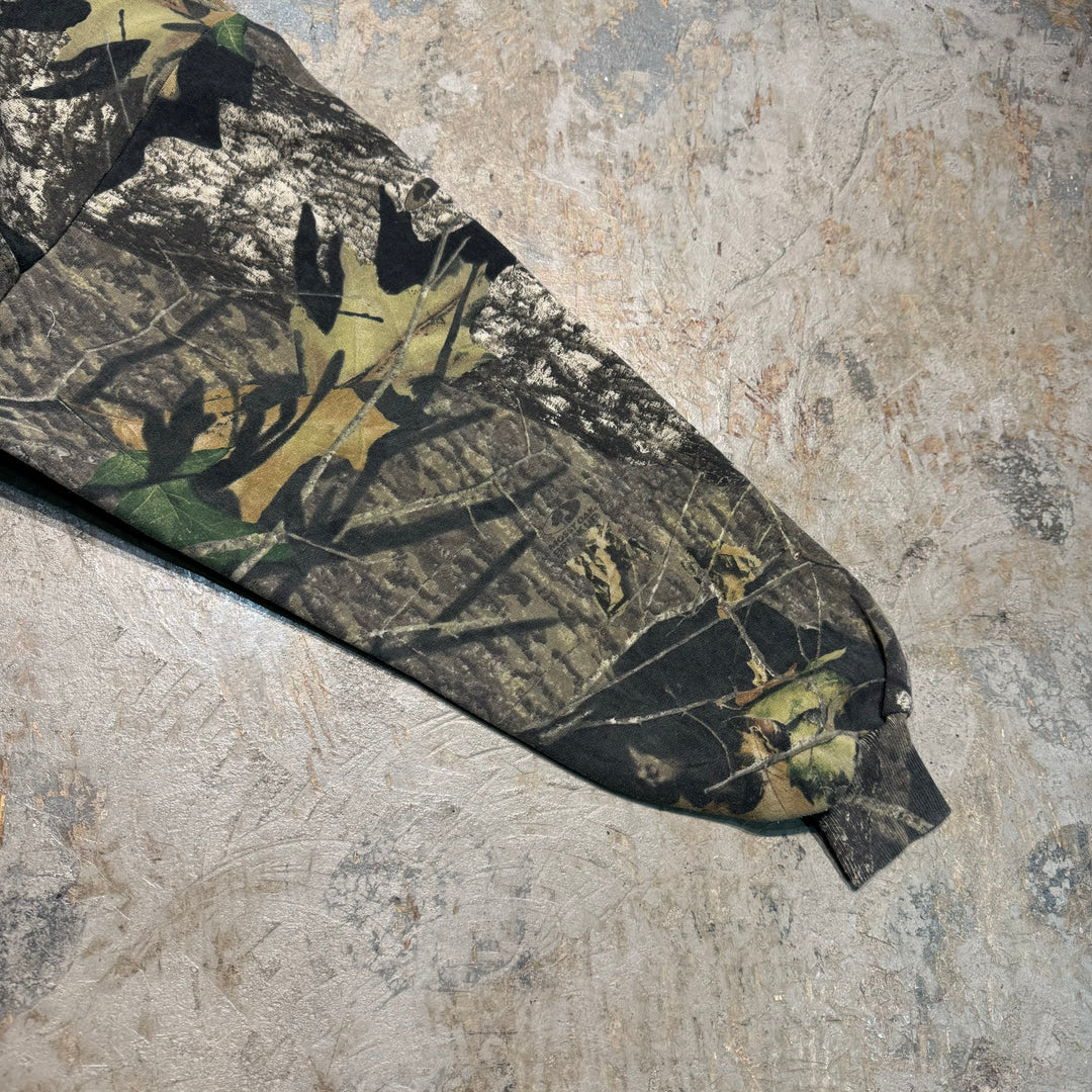 빈티지 저지/유니폼/실제 트리 패턴/하프 지퍼 스웨트 셔츠/크기 2xl