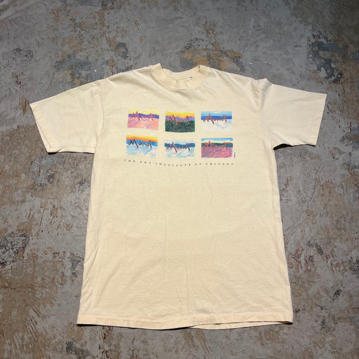 古着 USA製 90's ヘインズClaude Monet クロード・モネ/ヴィンテージ シングルステッチ Tシャツ/サイズL