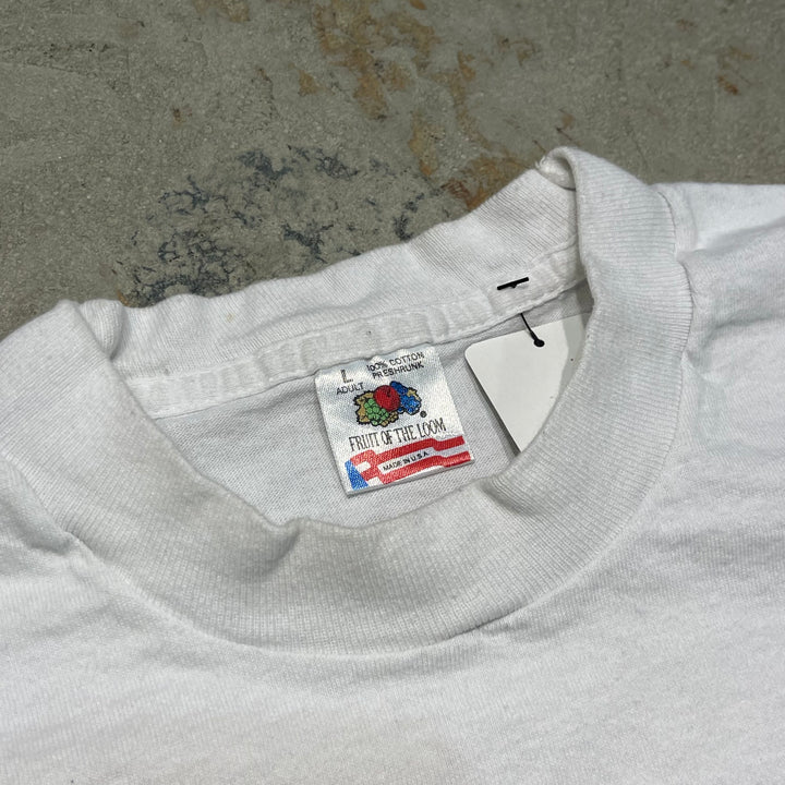 #4843 古着 90's FRUIT OF THE LOOM/気持ちを高めていきましょう!/翼を手に入れた/USA製/企業系/Tシャツ/ヴィンテージ/シングルステッチ/サイズL