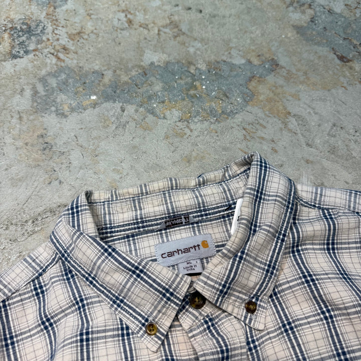 Used clothing carhartt/ Carhartt/ Button-down short sleeve shirt/ Checkered pattern/ Size XL